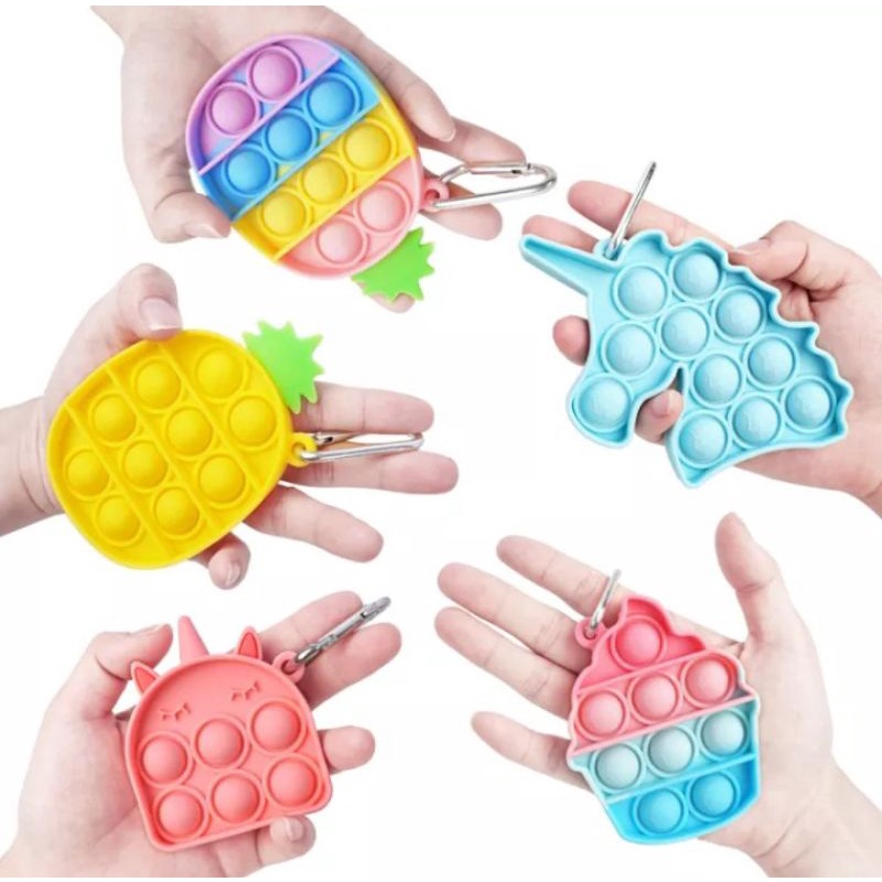 Combo Pop It Mini Keychain Đồ Chơi Bấm Bóng Cầu Vòng Pop It Cao Cấp Silicon Chính Hãng Dày Đẹp Vân Nổi Thư Giãn