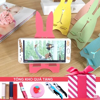 Combo 2 Giá Đỡ Điện Thoại Để Bàn Dáng CON THỎ Bằng Gỗ