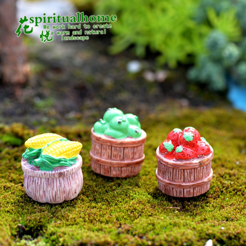 Giỏ trái cây tiểu cảnh mini trang trí bon sai, nhà mô hình, sen đá...