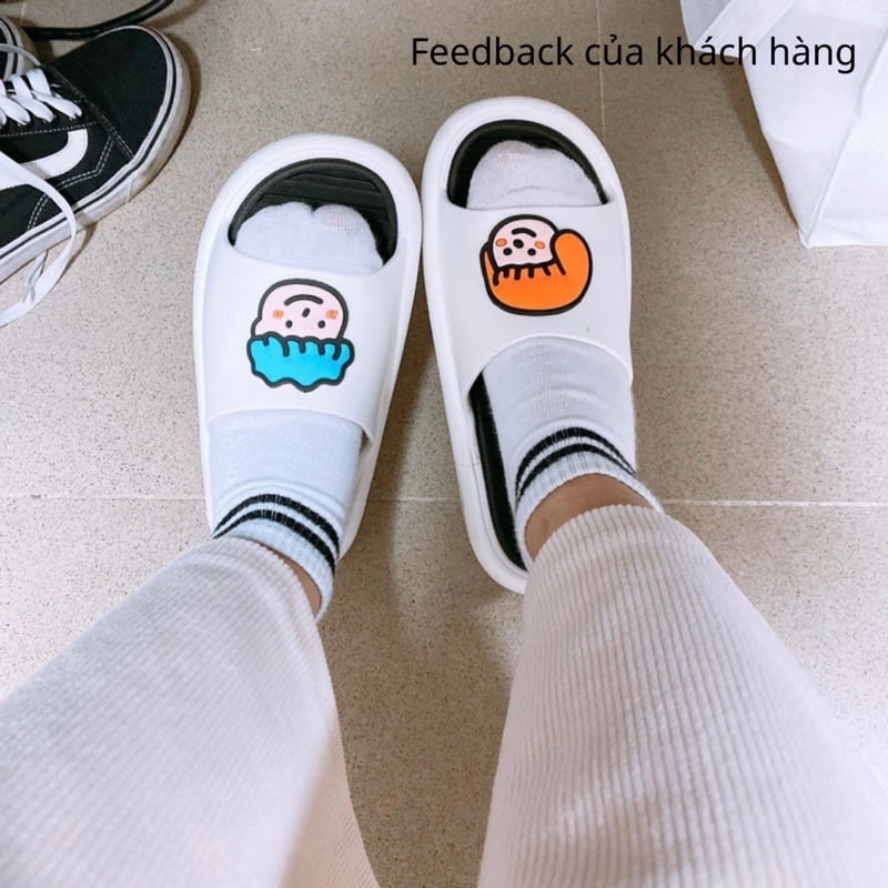 🔥HÀNG SIÊU CẤP🔥Dép nam nữ, Dép bánh mỳ đúc cao su non nguyên khối siêu bền họa tiết khủng long cute