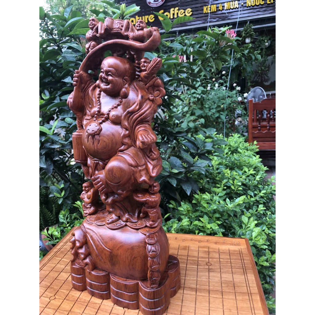 Tượng Di Lặc Ngũ Phúc Gỗ Hương Cao 60 Cm Liền Khối Vân Đẹp | BigBuy360 - bigbuy360.vn