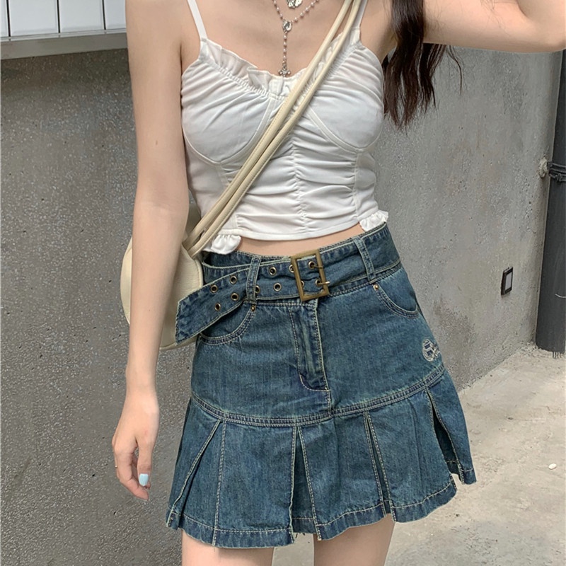 Chân Váy Denim Hoạ Tiết Thêu Thời Trang Mùa Hè Cho Phái Nữ