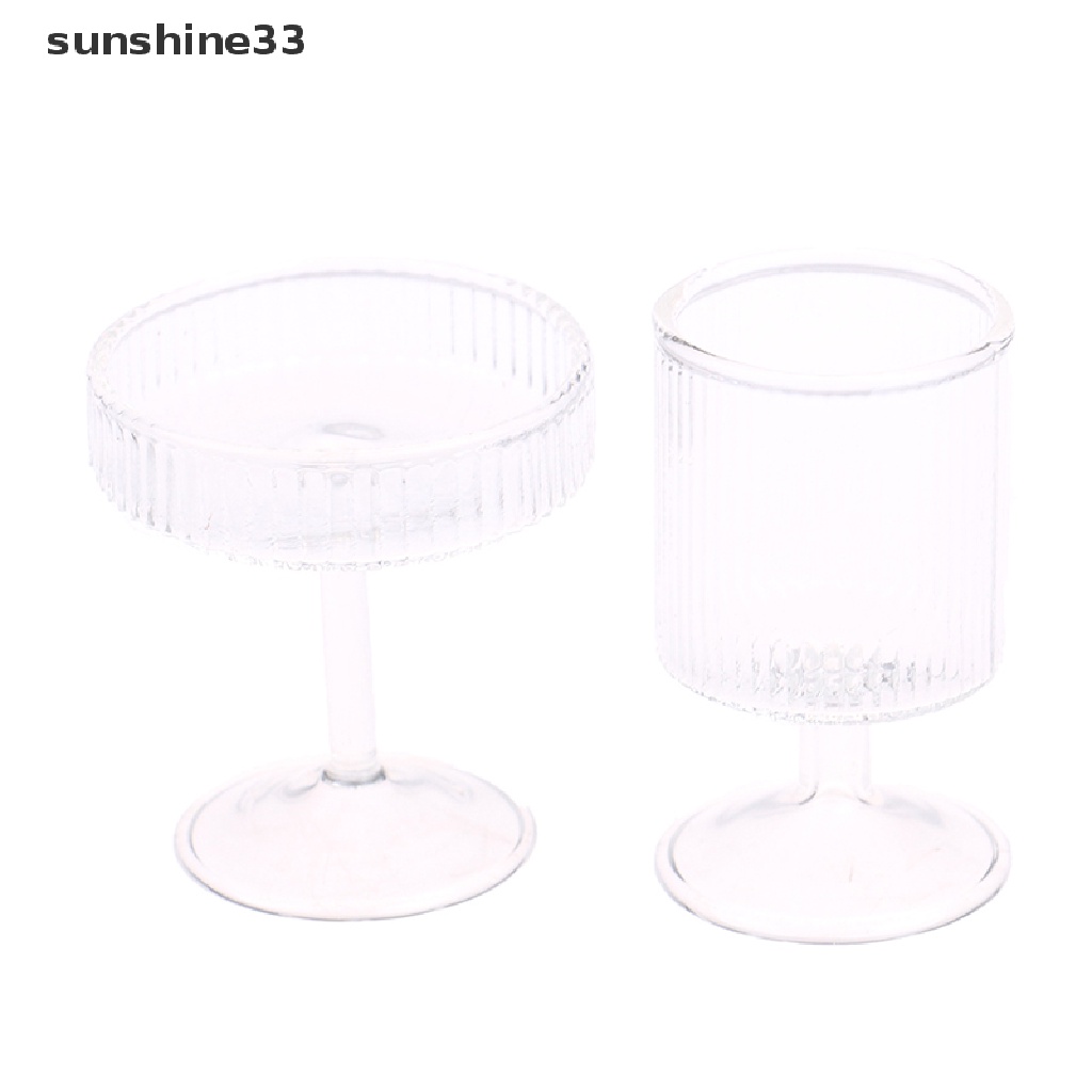 SU Dollhouse Glass Cake Stand Fruit Tray Dessert Pan Kitchen Wine Glass Decor Toy n