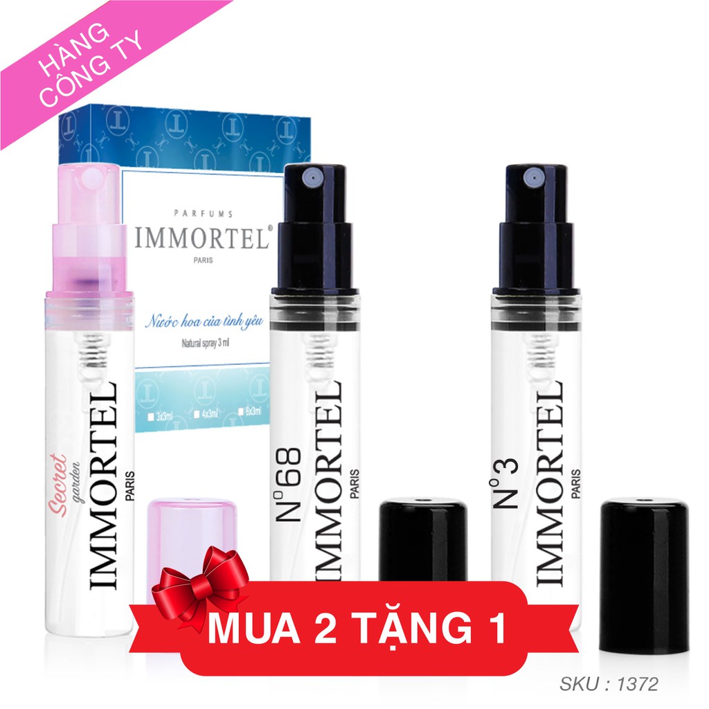 Nươc Hoa IMMORTEL Hộp Set6 _3 chai xịt 3ml : Secret + No68 + No3  Eau De Parfum