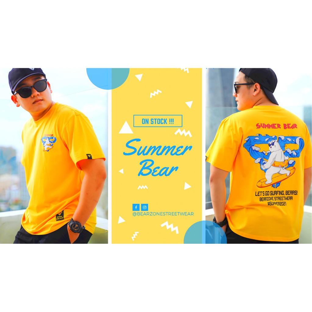Áo thun nam bigsize Bearzone Streetwear - SUMMER BEAR
