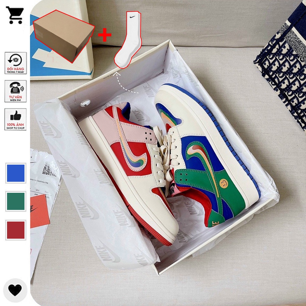 Giày Nike_7 Màu AF1, Giày Air Force 1 SB 7 Màu Mẫu Mới Hot Hit 2 Bản Xanh Đỏ Thể Thao Hàng Cao Cấp Full Box