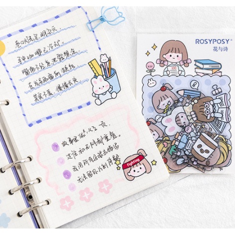 [Hàng mới] Sticker RosyPosy trang trí sổ tay - Sticker hoạt hình Mini đáng yêu