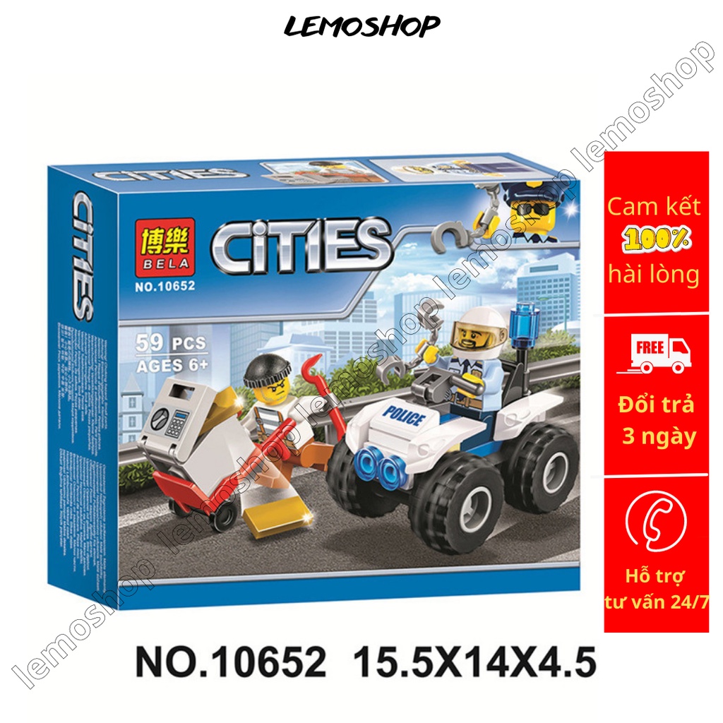 Đồ chơi lắp ráp xếp hình lego Lắp Ráp Mô Hình Cảnh Sát Bole 10652 gồm 59pcs