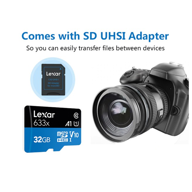 Thẻ nhớ Lexar Micro SDHC 32GB 633X 95MB/s A1 dành cho Camera hành trình, Gopro,Cam thẻ thao,Camera IP .. | BigBuy360 - bigbuy360.vn