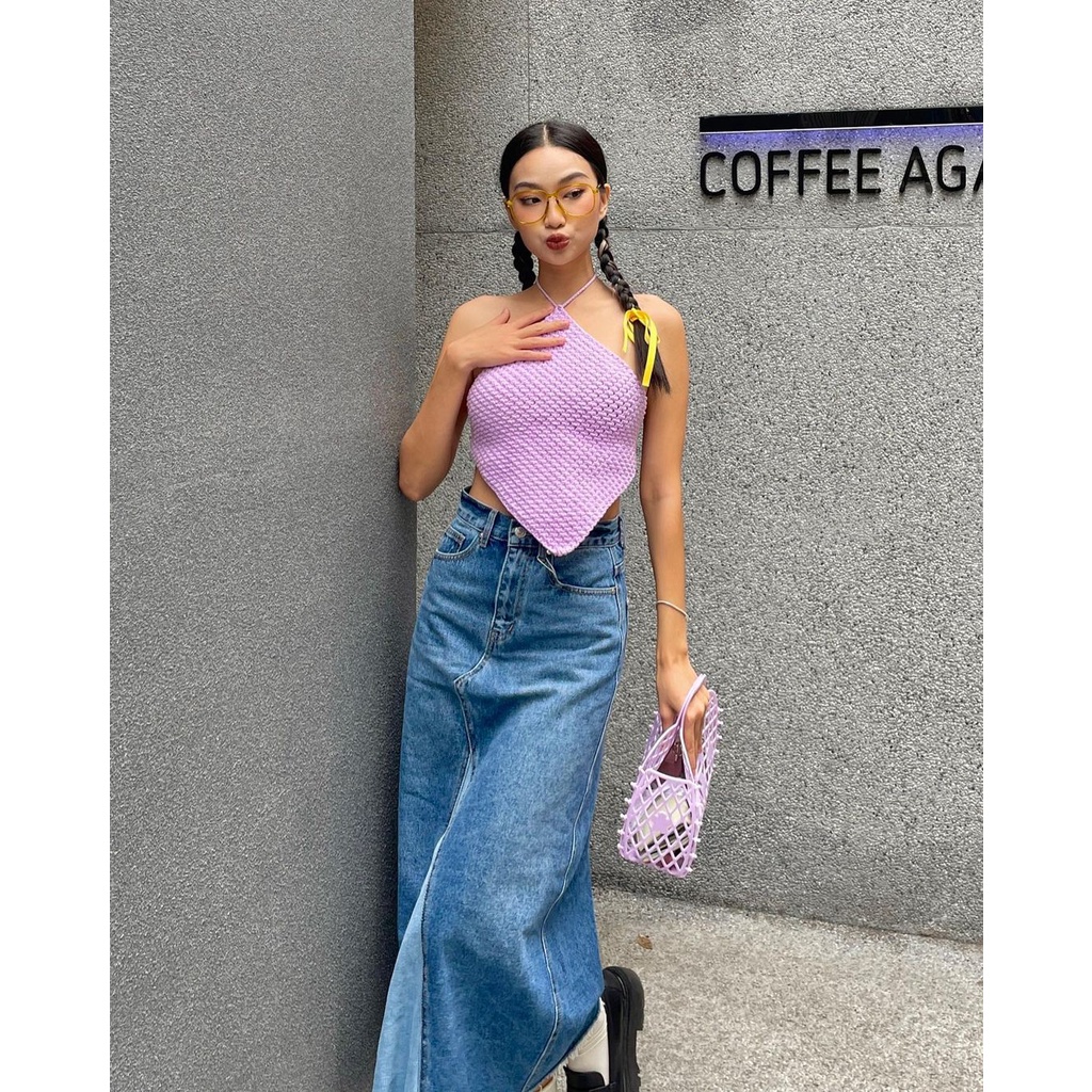 Áo Yếm Hở Lưng Splassshy Sexy Đan Móc Open Back Crochet Top