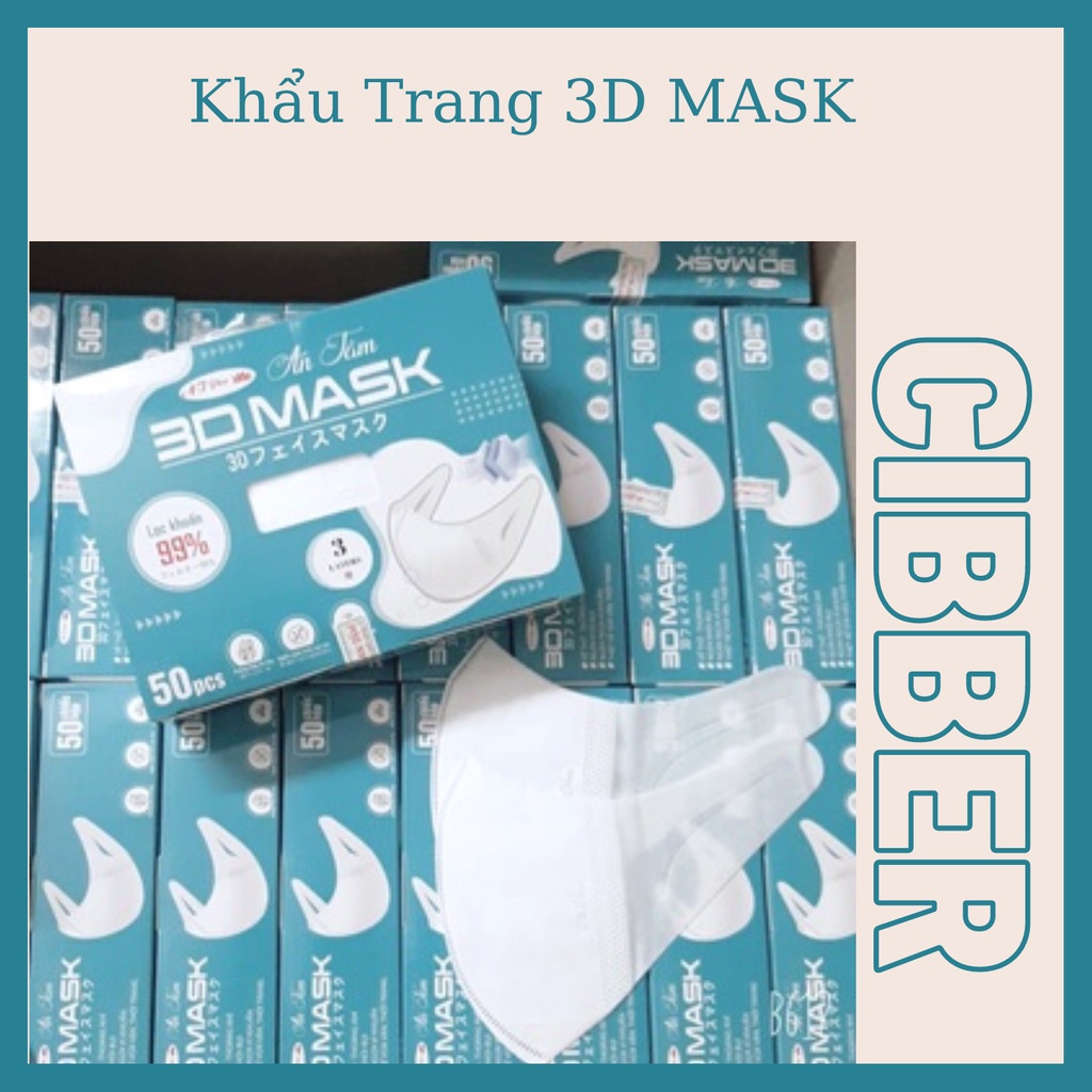 (Hộp 50 Chiếc) Khẩu Trang 3D Mask (An Tâm), Kháng Khuẩn, Chống Bụi Mịn PM 2.5