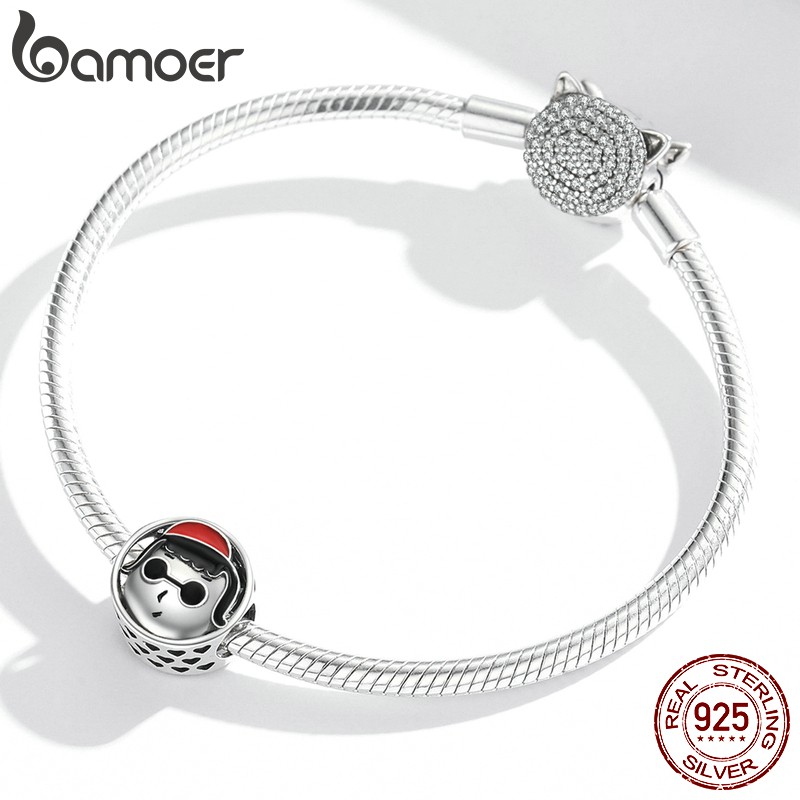 Hạt phụ kiện Bamoer Scc1991  bạc 925 họa tiết hoạt hình bé trai thời trang quyến rũ dùng làm vòng tay thủ công
