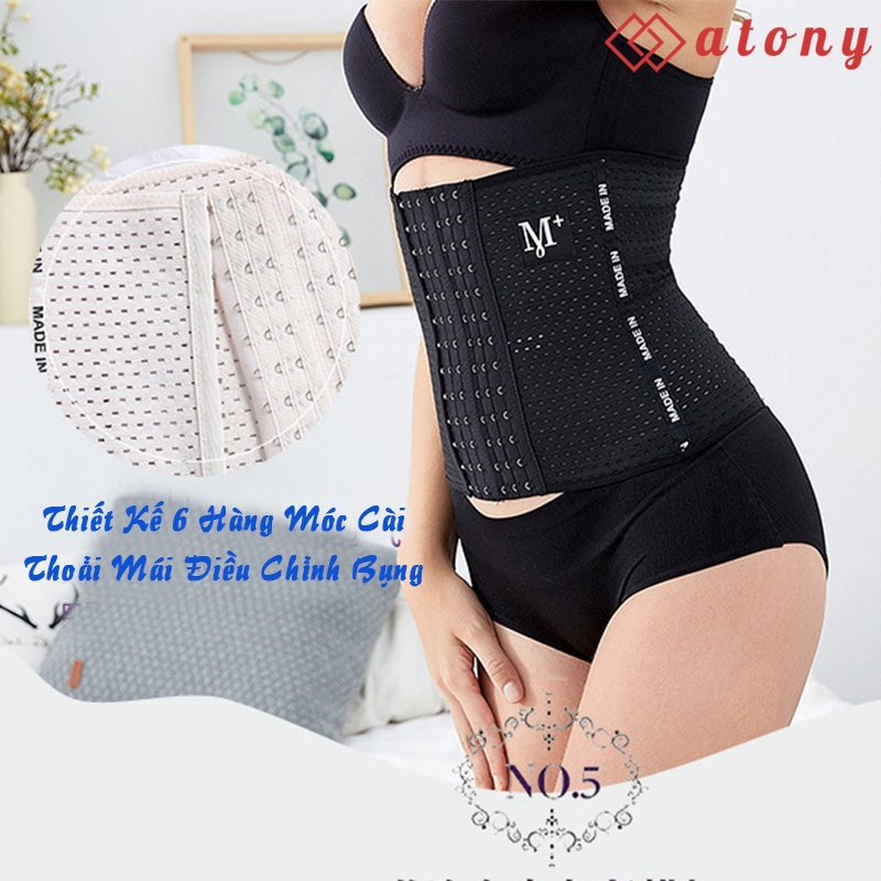 Gen Nịt Bụng Sau Sinh ATONY, Đai Quấn Bụng Giảm Mỡ, Thông Hơi, Chống Cuộn, 6 Nấc Móc Cài