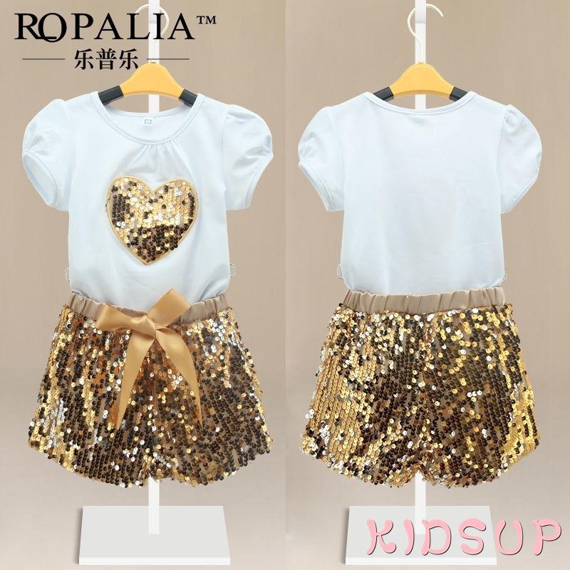 Set thời trang đính sequin lấp lánh cho bé gái