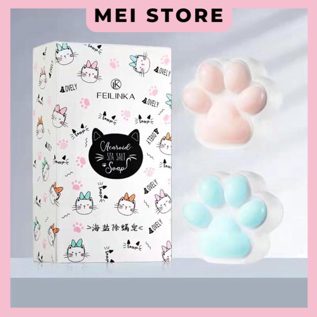 Xà Phòng Rửa Mặt Tay Mèo FEILINKA Acaroicl SEA SALI Soap Loại Bỏ Mụn Đầu Đen Thu Nhỏ Lỗ Chân Lông 90g