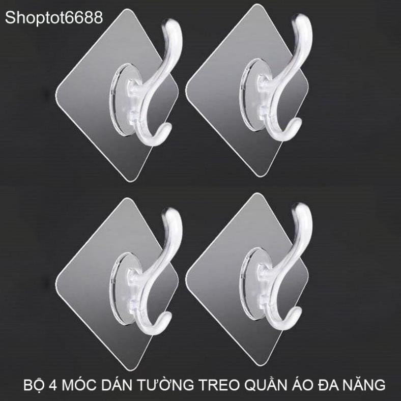 BỘ 4 MÓC TREO QUẦN ÁO ĐA NĂNG L1033N DÁN TƯỜNG LOẠI NHỎ (Kho hàng Hà Nội)