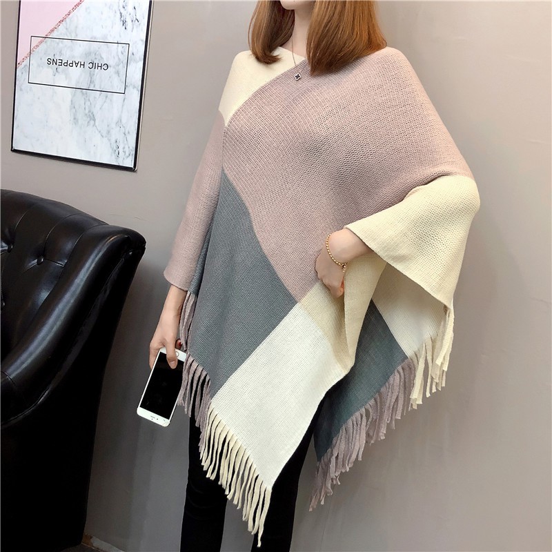 Áo choàng dệt kim tay cánh dơi màu sắc nổi bật | BigBuy360 - bigbuy360.vn