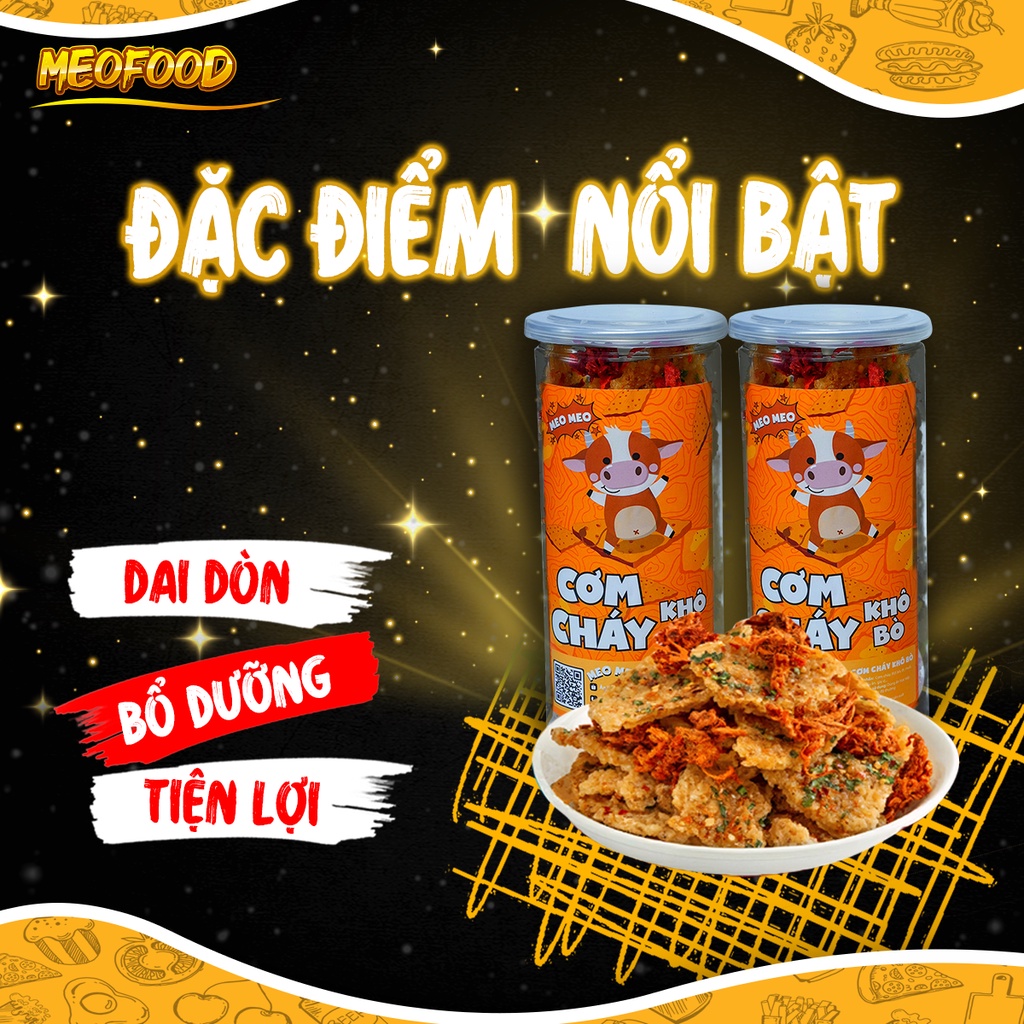 Cơm cháy lắc khô Bò hũ lớn 300g MeoFood đồ ăn vặt vừa ngon vừa rẻ