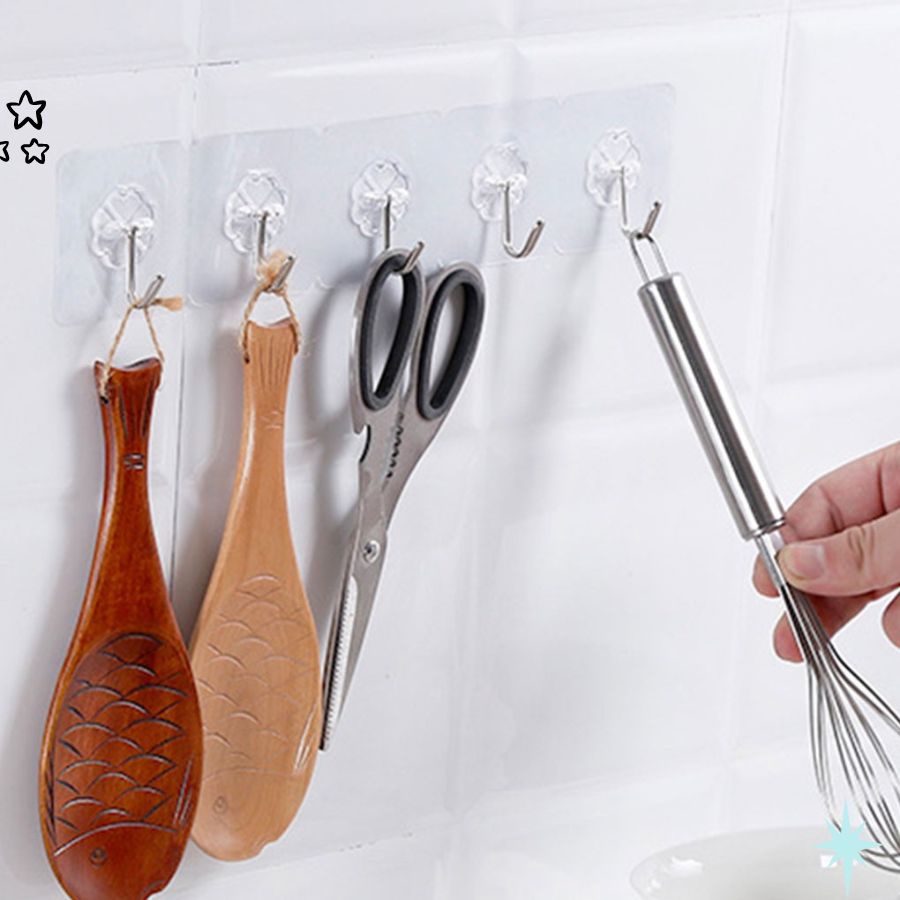 Móc Dán Tường Siêu Dính Trong Suốt Chịu Lực Tốt Treo Tường Chắc Chắn 6x6 cm | Doraca_Store