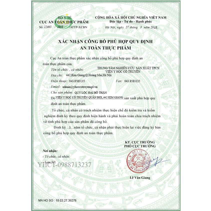 Quy lộc đại bổ thận - YHCT