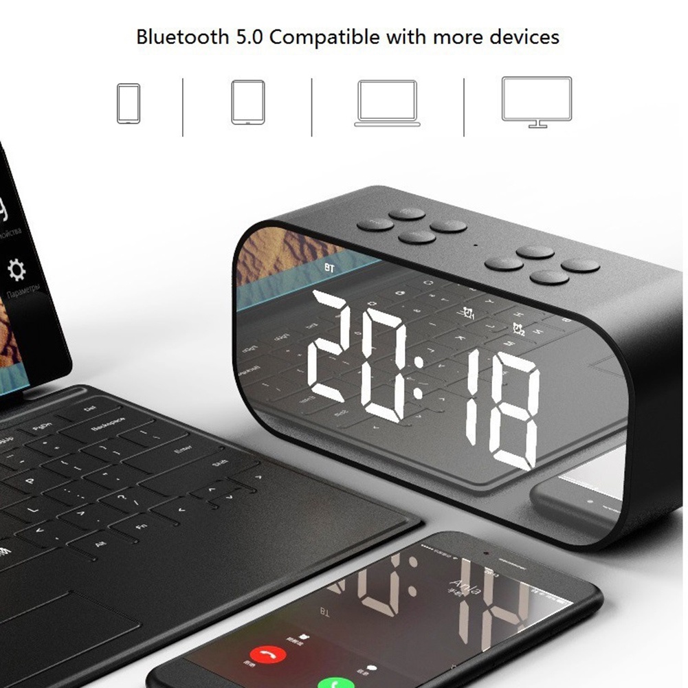 Loa Bluetooth Không Dây Mini BT501 Có Đèn LED Hiển Thị Đồng Hồ Báo Thức