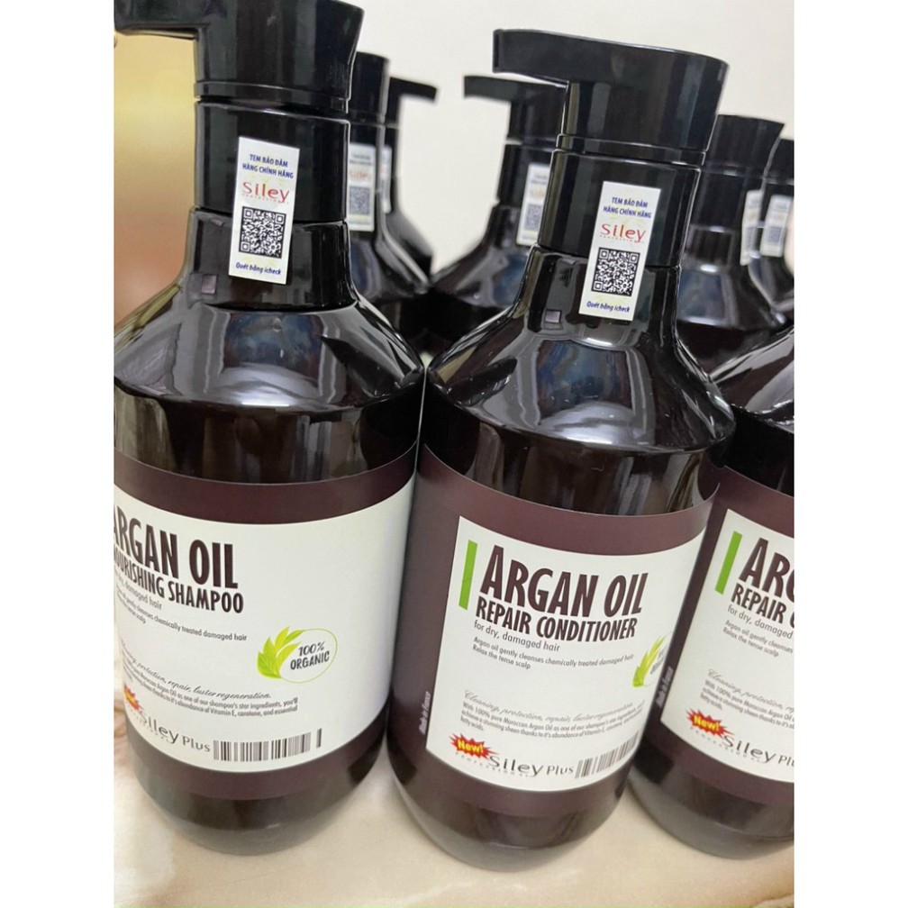 Cặp Gội Xả Pháp Siley Argan Oil Organic new Plus Organic 500ml x2 _ Mẫu Mới Chính Hãng