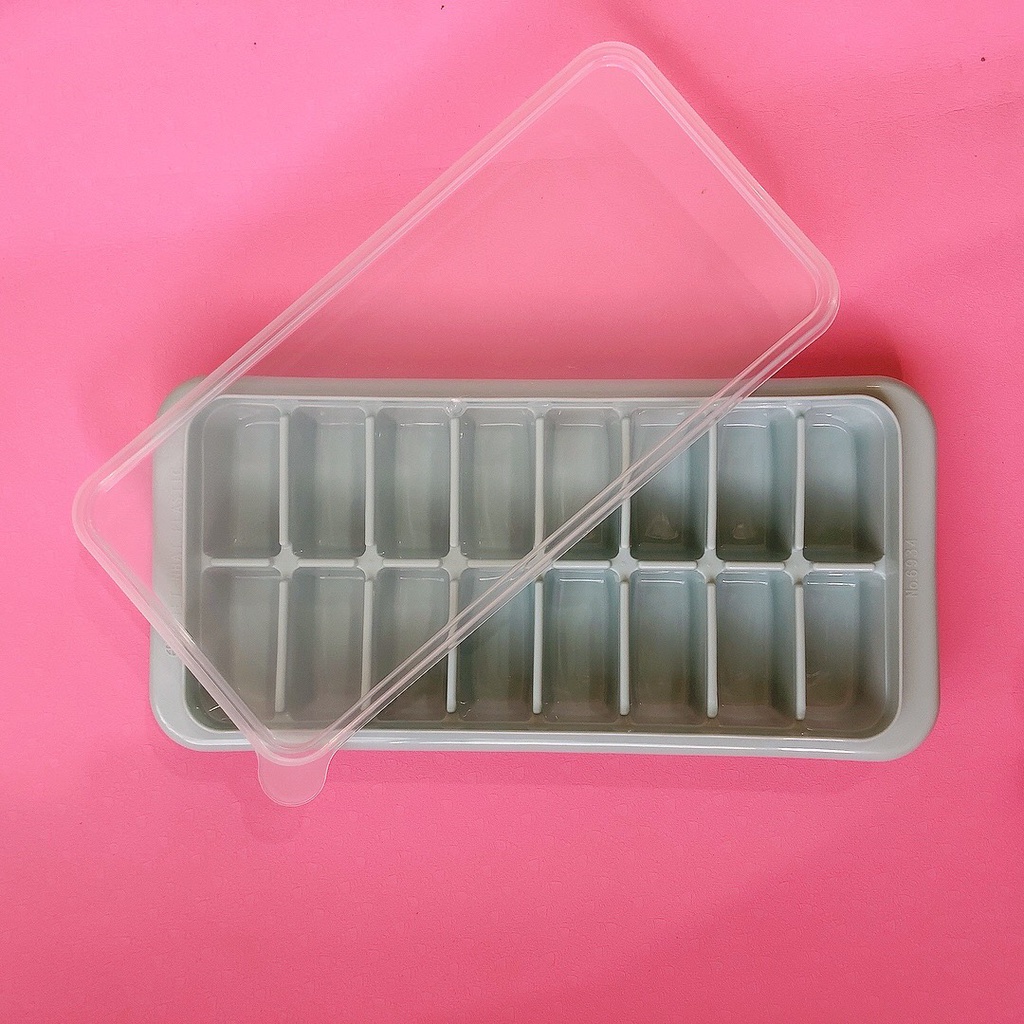 Khay Đựng Đá Tủ Lạnh Có Nắp Đậy 16 Viên Làm Thạch Hoa Quả Đa Năng Có Thể Xếp Chồng Tiện Dụng