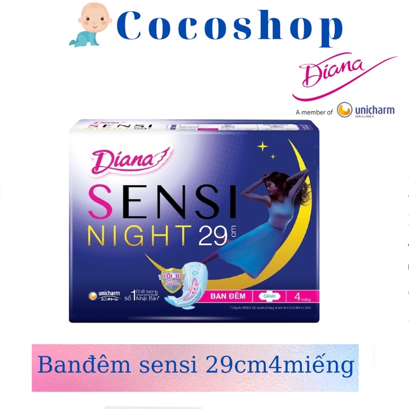 [ che tên SP] BVS DIANA SENSI BAN ĐÊM 29CM 4 MIẾNG