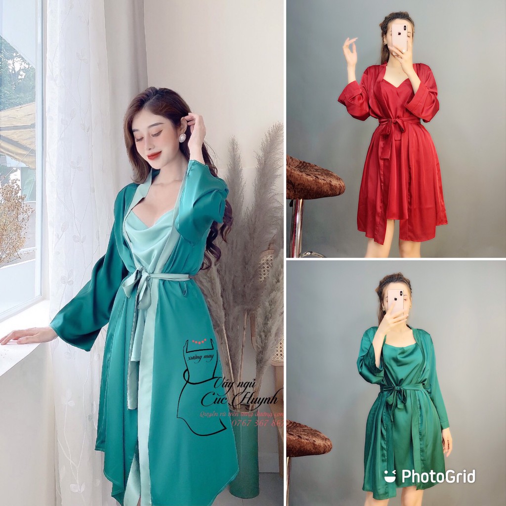 Váy ngủ kèm áo choàng CB0003  👘 Size 45-65kg 👘  Váy ngủ kèm áo choàng cao cấp chất vải mềm mịn, mát lạnh, đường may kĩ | BigBuy360 - bigbuy360.vn