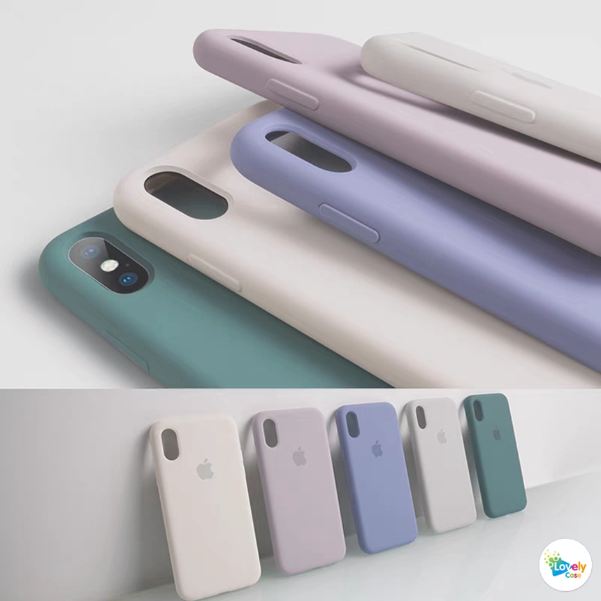 🌈Ready Stock💝 iPhone 11 12 Pro Max XR X Xs Max 7 8 6 6s Plus New Liquid Silicon With iPhone Logo Soft Phone Case Anti-fall Protective Cover