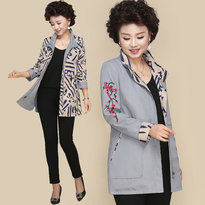 Middle aged fashion☾Áo khoác mùa thu cho người mẹ trung niên và già dài 50 tuổi mẫu mới 2020 gió xuân mỏng
