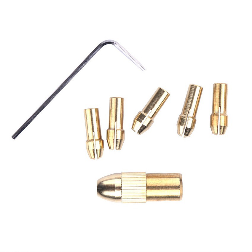 Bộ 5 Đầu Kẹp Mũi Khoan Trục Motor 2mm - 2.3mm Tặng Kèm Cây Lục Giác