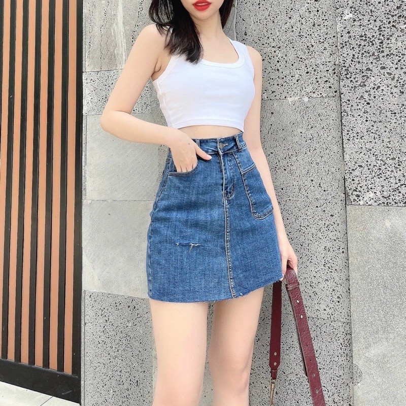 Váy Jean cute lưng cao cực xinh chuẩn phom yêu thương mix đồ cute | WebRaoVat - webraovat.net.vn