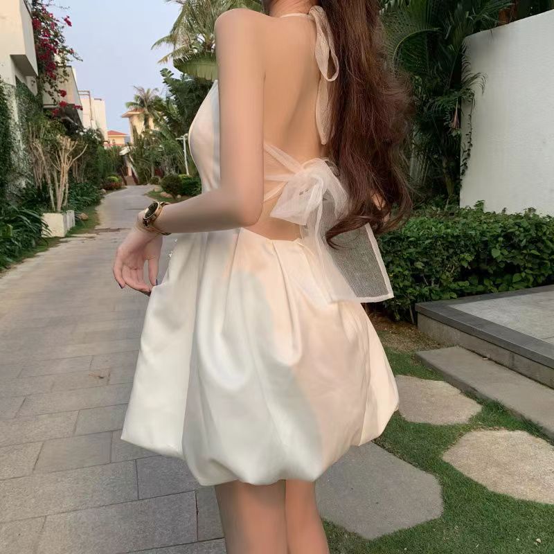 Đầm 2 dây ôm dáng màu trơn phong cách thời trang mùa hè cho nữ váy trắng sexy