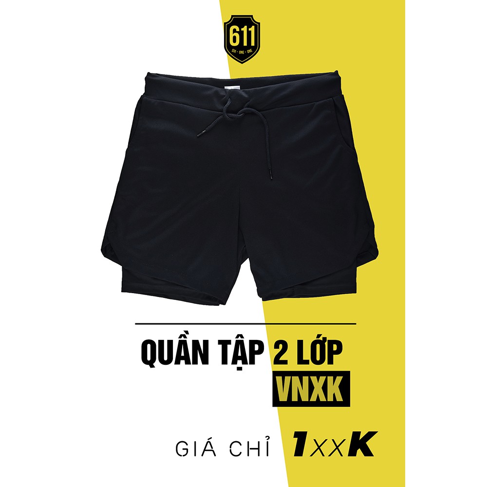 Quần đùi tập gym nam chạy bộ thấm hút mồ hôi 2 lớp VNXK | BigBuy360 - bigbuy360.vn