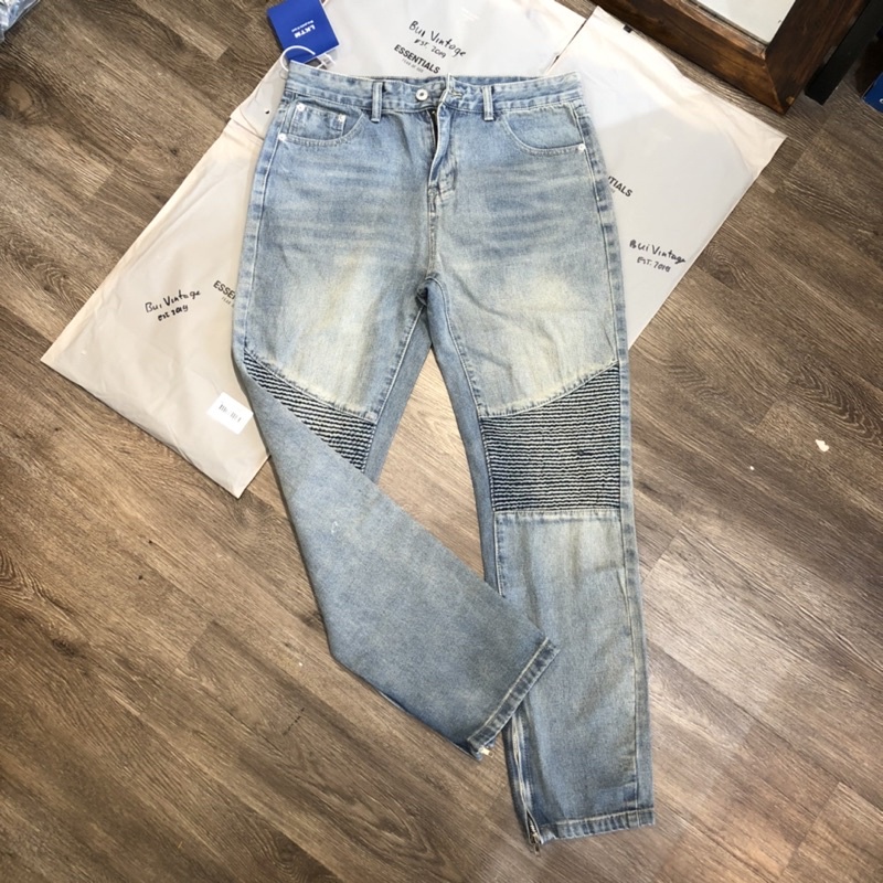 Quần jeans nam zipper K227, vải denim dày dặn