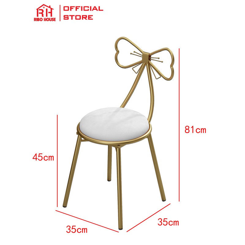 Ghế nơ RIBO HOUSE ghế bàn trang điểm khung kim loại sơn tĩnh điện, mặt ghế bọc đệm cao cấp phong cách hàn quốc RIBO40 | BigBuy360 - bigbuy360.vn
