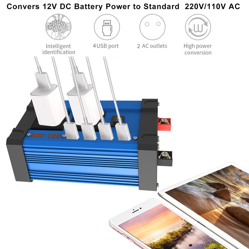 Bộ Chuyển Đổi Năng Lượng Mặt Trời 4000w + Tấm Pin Năng Lượng Mặt Trời dc 12v Sang ac 110v / 220v Cho Xe Hơi