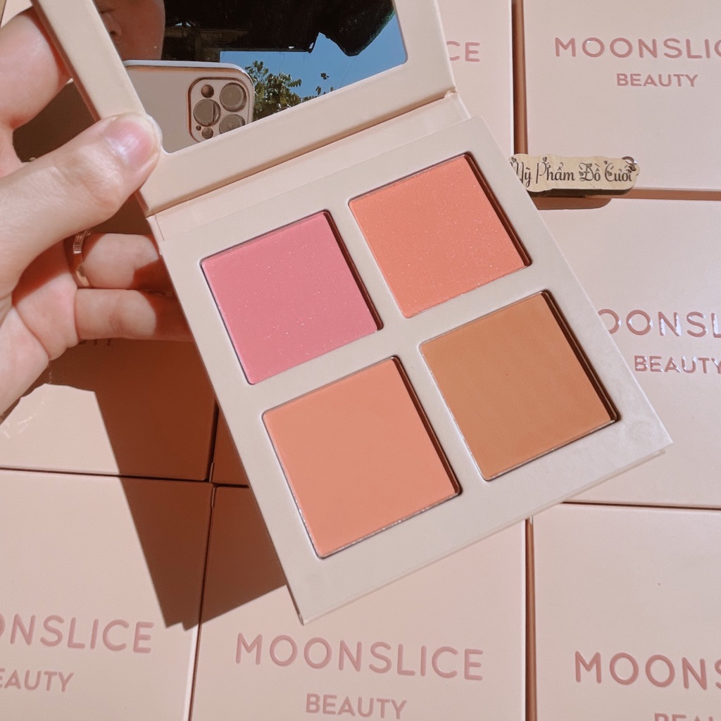 Bảng phấn má hồng MoonSlice Beauty Blushing Moon 4 ô tone hồng, cam siêu xinh [Chính Hãng]