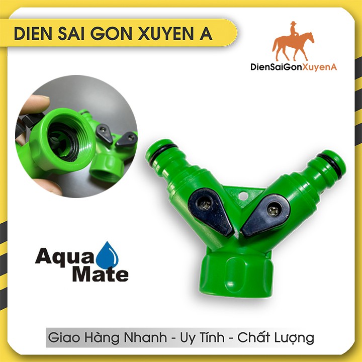 Đầu nối ống nước chia 2 ngã có van đóng mở W-3270 AquaMate Đài Loan