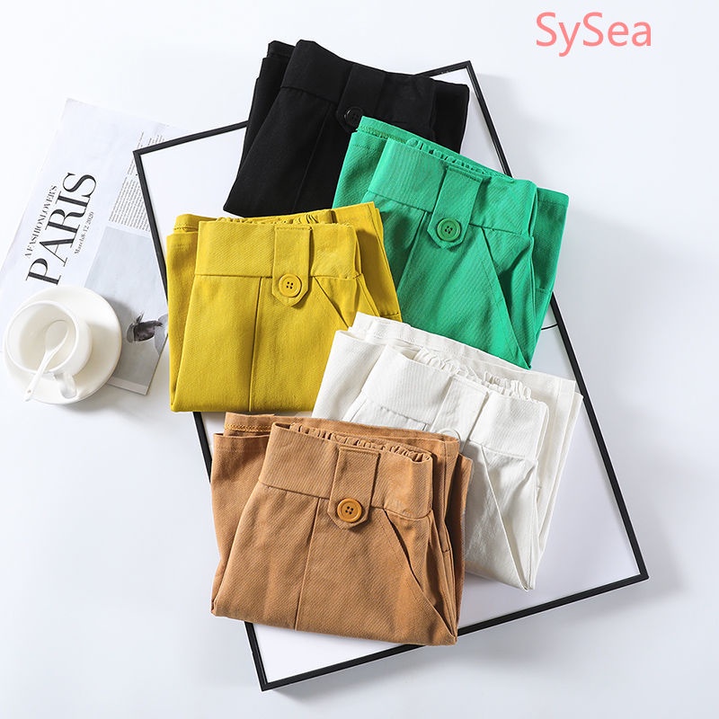 Quần Short Lưng Cao Màu Trơn Thời Trang Mùa Hè Cho Nữ