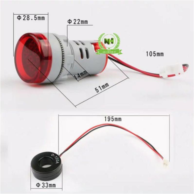 Đèn báo hiển thị kép Volt + Ampe Báo V+A ED16-22VAD Loại Tốt
