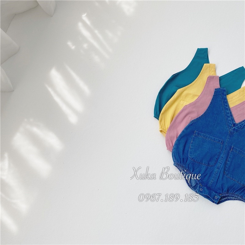Yếm Kèm Áo Phông Trắng Quảng Châu Cho Bé 0-2 Tuổi Xuka Boutique Mẫu Hè Mới 2022 (Giá Sale)