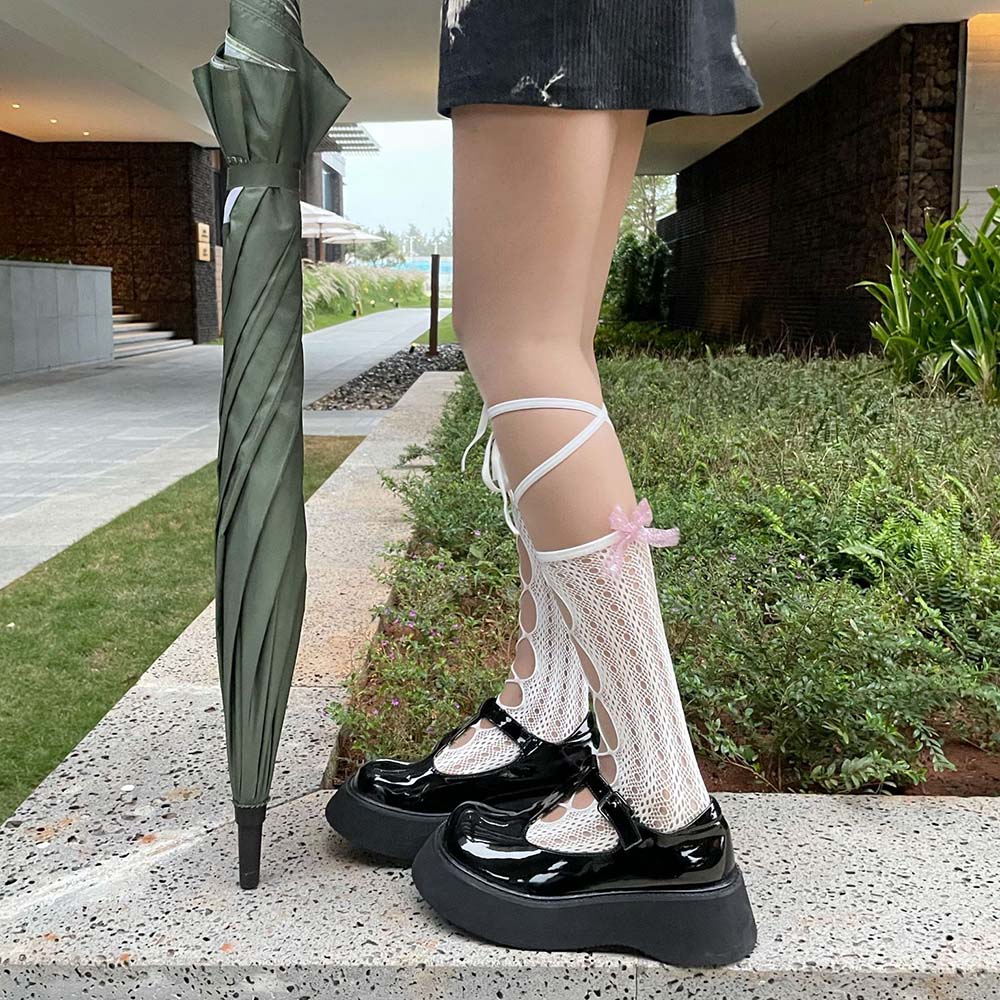 Đôi Tất Chân Lưới Đính Nơ Xinh Xắn Dành Cho Nữ