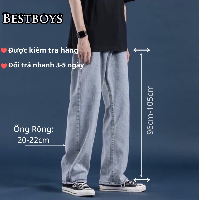 Quần jean, jeans Baggy Trơn nam Bestboys TR01 Ống Suông,Rộng style hàn quốc 2022