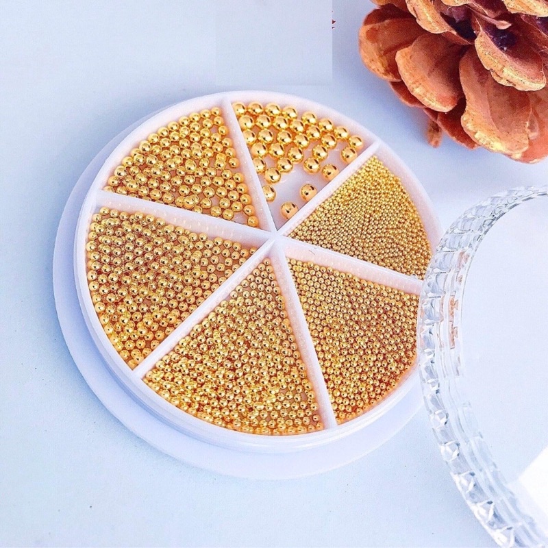 Bi nail trang trí móng vàng bạc mix size 6 ô- Cheap Nail