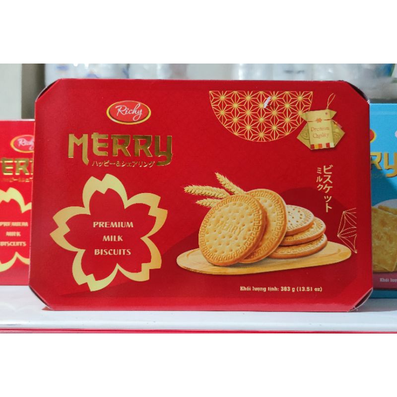 Bánh Merry Richy cao cấp hộp giấy 383g siêu đẹp,lịch sự đi biếu