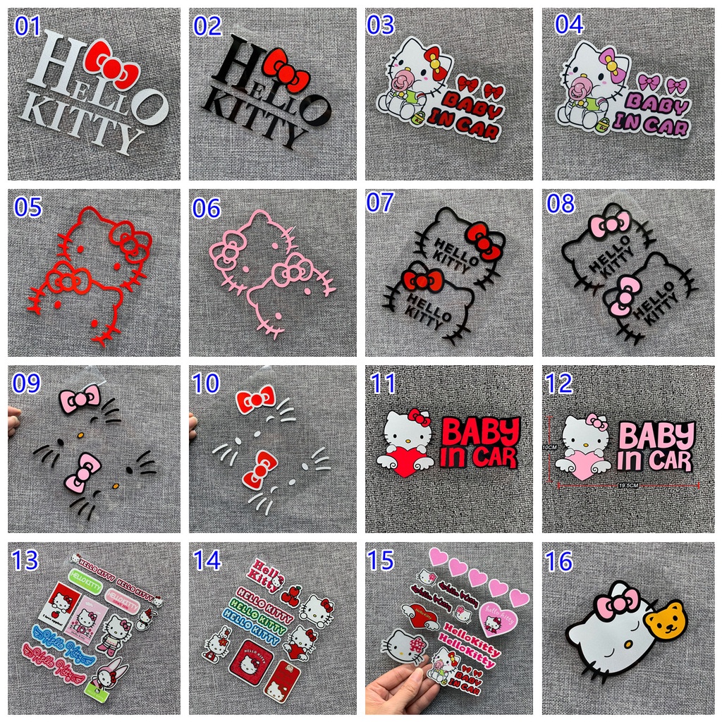 Miếng Dán Phản Quang Trang Trí Gương Chiếu Hậu / Cửa Xe Hơi Hình Hello Kitty