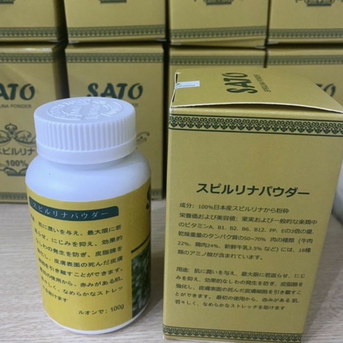 Bột Tảo Xoắn Đắp Mặt Sato Dạng Bột, Cấy Nano Trắng Sáng Da