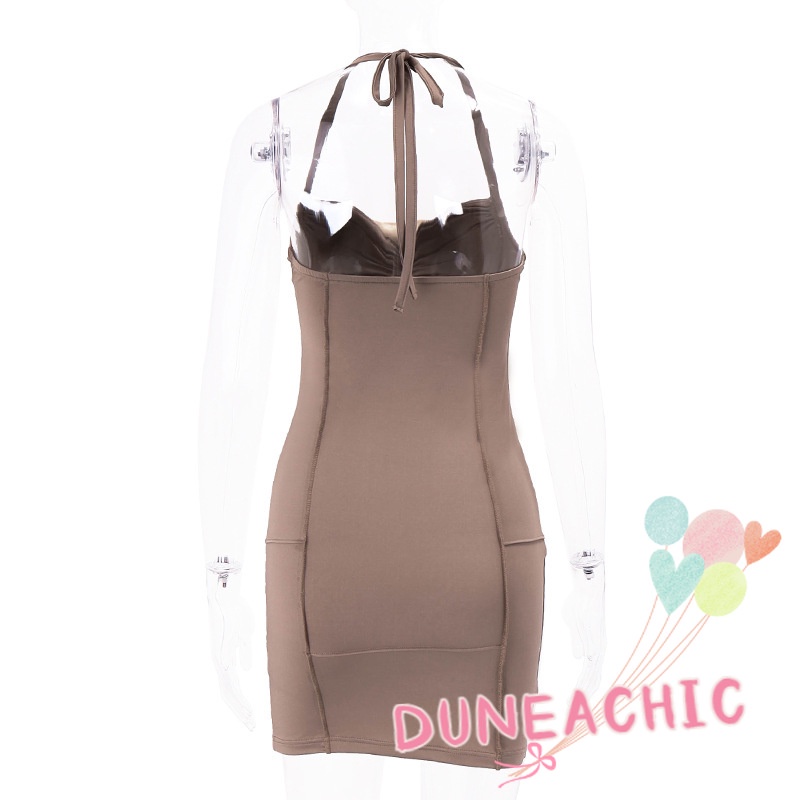 DUNEA Đầm Ôm Không Tay Hở Lưng Thời Trang Gợi Cảm Cho Nữ